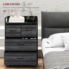 Rustic Chest of Four Fabric Drawers - Black
