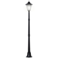 1.9M Garden Lamp Post Light, IP44 Outdoor LED Solar Powered Lantern Lamp with Decorative Bulb, Aluminium Frame for Patio, Pathway and Walkway, Black