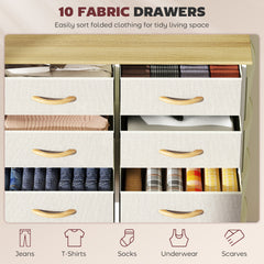 Chest of Ten Fabric Drawers - Beige