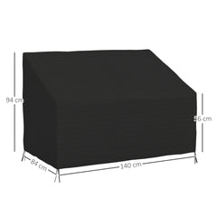 Fynco - 600D Oxford Cloth Furniture Cover, 2 Seater Sofa Protector for Garden Patio, Outdoor, Waterproof, Black, 140L x 84W x 56/94H cm