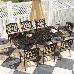 Nine-Piece Cast Aluminium Garden Dining Set - Bronze Tone
