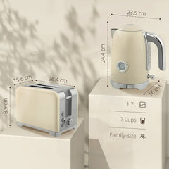 Fynco - Retro Toaster and Kettle Set - Cream