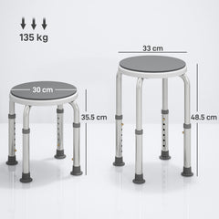 Fynco - 360° Swivel Shower Chair, Height Adjustable Aluminium Shower Stool with Non-Slip Feet for Disabled, Elderly, Grey
