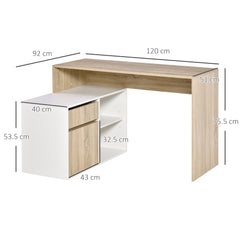Fynco - L-Shaped Desk, Corner Computer Desk with Storage Drawer, Adjustable Shelf, Cabinet for Home Office and Study, 120 x 92 x 75cm, Oak and White