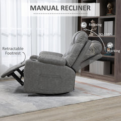 Thick Padded Faux Leather Recliner Armchair - Light Grey