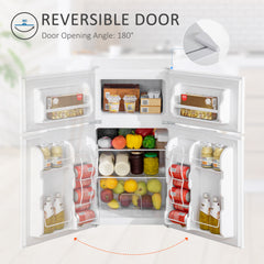 Fynco - 88L Under Counter Fridge Freezer, Small Refrigerator with 5-Setting, 3 Star Freezer Rating, White