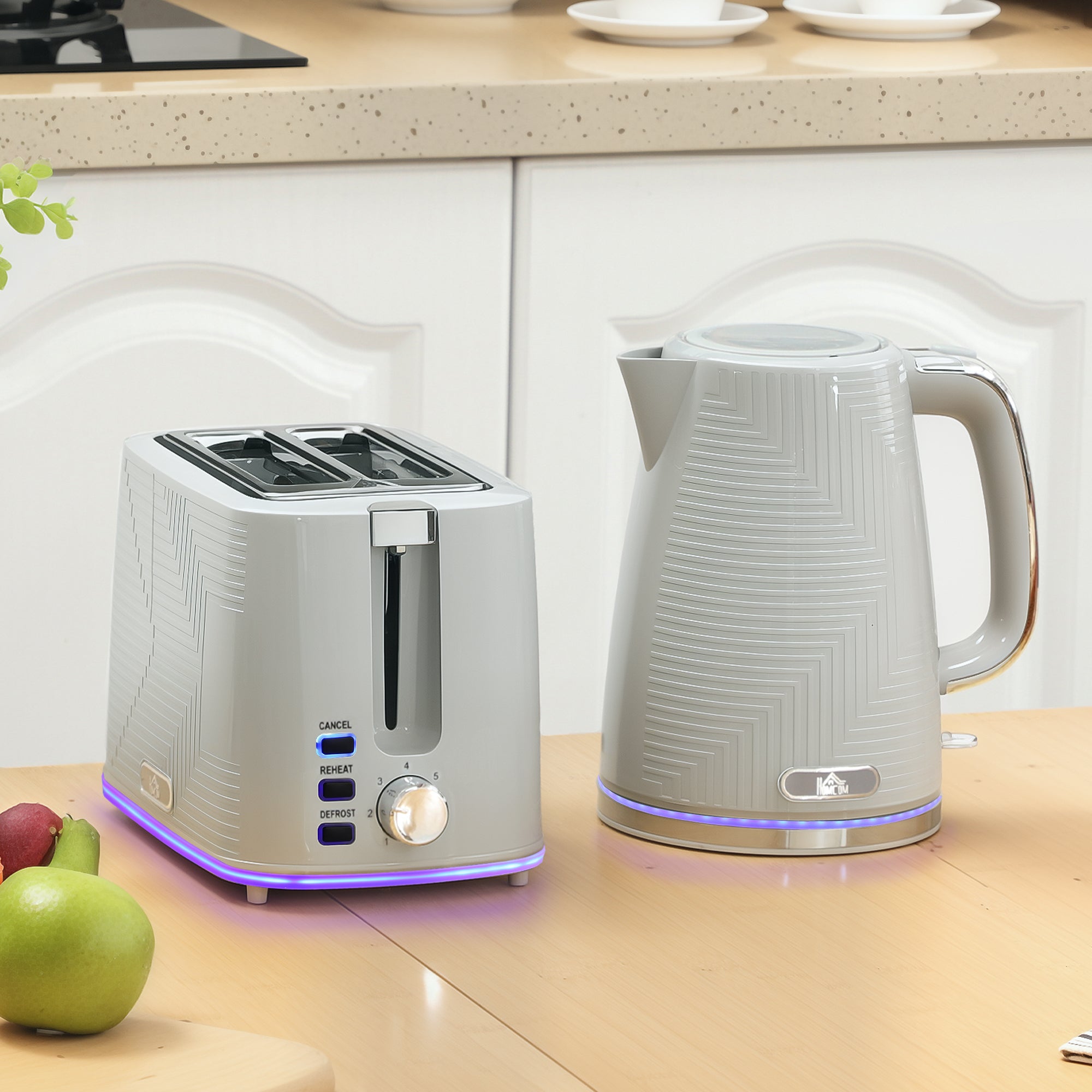 Fynco - Modern Kettle and Toaster Set - Grey