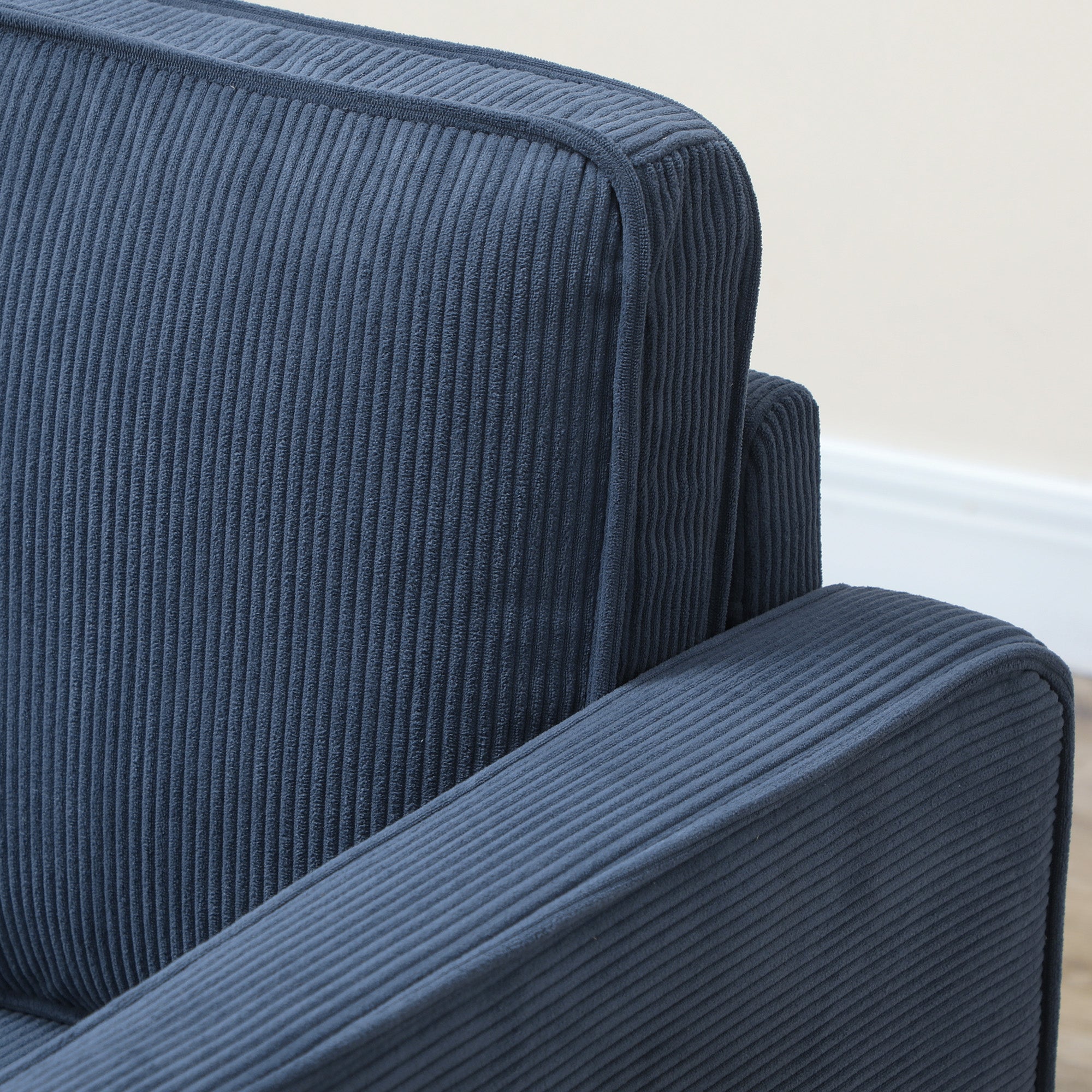 Small Two-Seater Corduroy Sofa - Blue