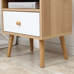 Bedside Table, Bedside Cabinet with Drawer and Shelf, Modern Nightstand, End Table for Living Room, Bedroom, Set of 2, Natural