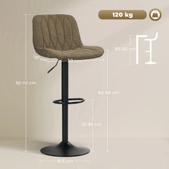Set of Two Linen-Look Bar Stools - Brown
