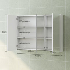 Fynco - Three-Mirror Bathroom Storage Cabinet - White