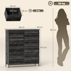 Chest of Eight Fabric Drawers - Black