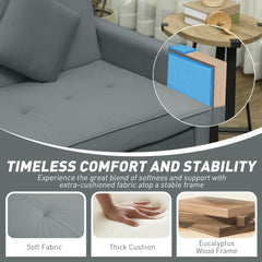 Three-Person Velvet-Feel Sofa Bed - Grey