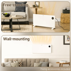 Fynco - 2000W Electric Convector Heater, Freestanding or Wall Mounted, Space Heater with Adjustable Thermostat, Timer, White