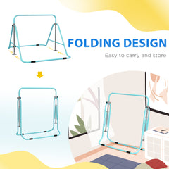 Kids Gymnastic Bar, with Adjustable Height, Foldable Horizontal Bars - Light Blue