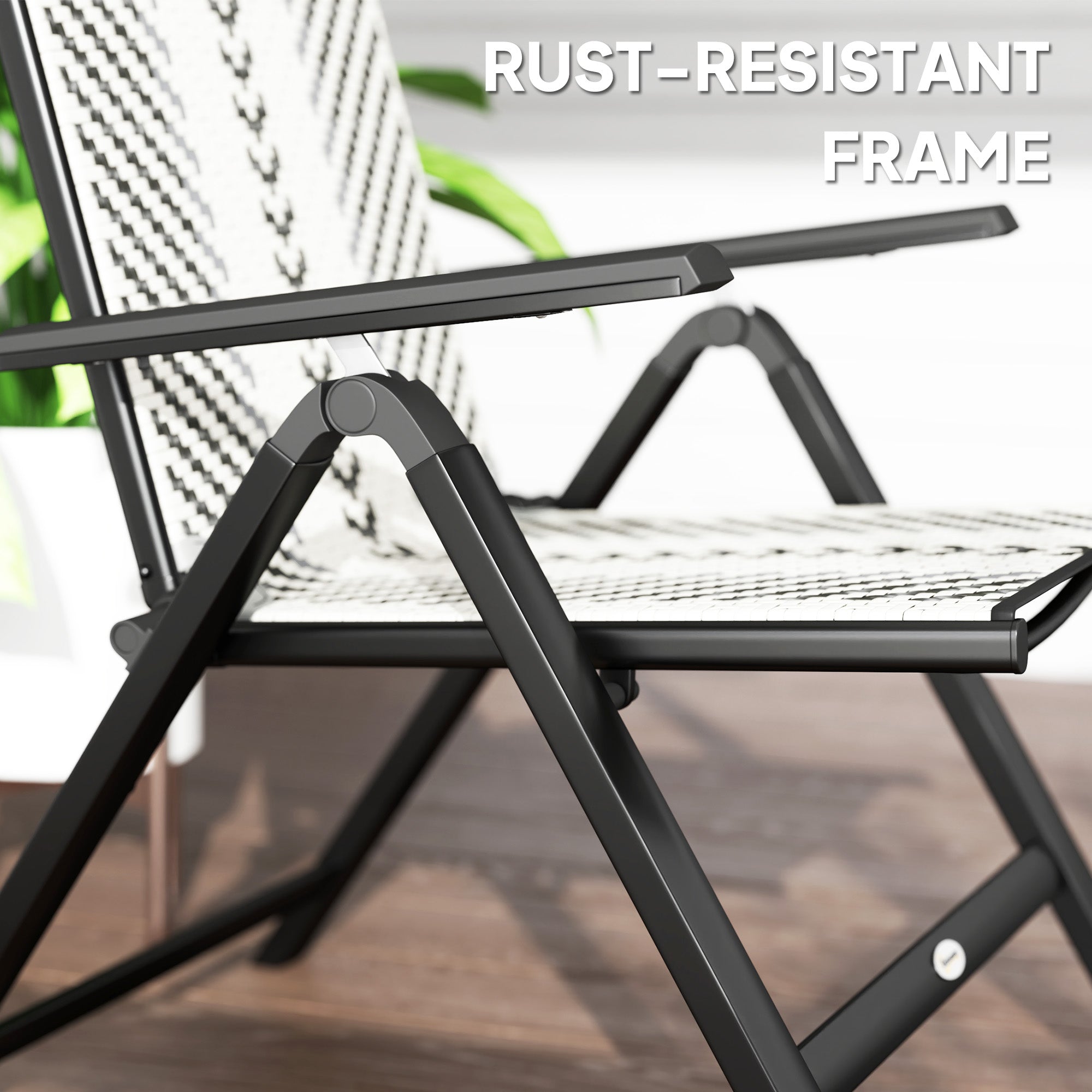 Set of Two Rattan Reclining Garden Chairs - Grey