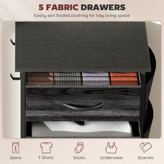 Chest of Five Fabric Drawers - Black