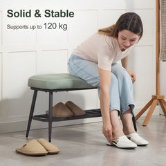 Fynco - PU Leather Shoe Storage Bench - Green