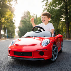 AIYAPLAY Kids Electric Car, 12V Licensed RUF GT Ride on Car with Suspension, Remote Control, Music, for 3-5 Years, Red