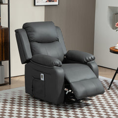 Fynco - Riser and Recliner Chair with Massage, Heat, Power Lift Recliner Chair for Elderly with Remote Control, Extended Footrest, Dual Side Pockets, Overstuffed Electric Reclining Armchair, Dark Grey