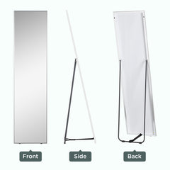 Full Length Mirror Wall-Mounted, 160 x 40 cm Freestanding Rectangle Dressing Mirror for Bedroom, Living Room, Silver Frame