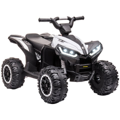 12V Ride-On Quad Bike w/ Music, Horn, for Ages 3-5 Years - White
