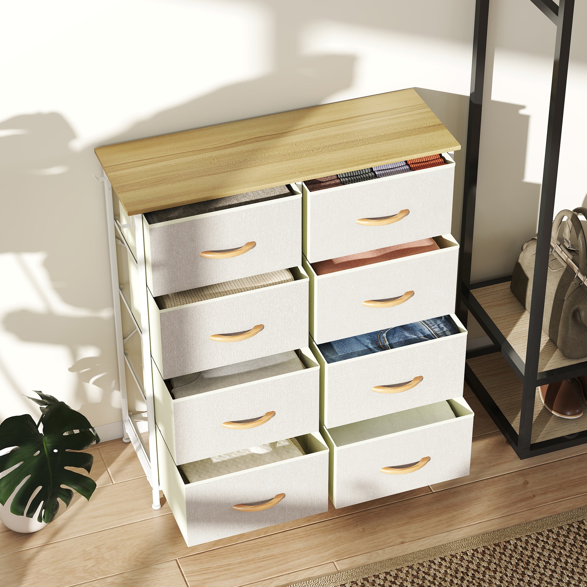 Chest of Eight Fabric Drawers - Beige