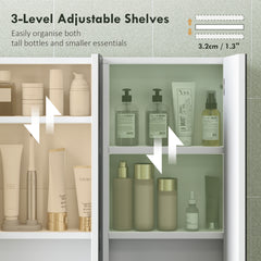 Fynco - Three-Mirror Bathroom Storage Cabinet - White