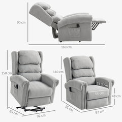 Velvet-Feel Electric Riser Recliner Chair - Grey