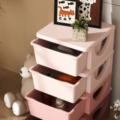 Fynco - Four-Tier Kids Storage Boxes, with Four Drawers, Pink