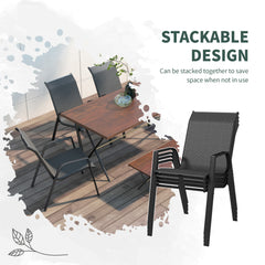 Four-Piece Stacking Rattan Garden Seat Set - Grey