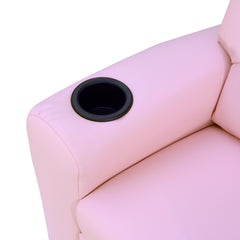 Kids Recliner Chair, PU Leather with Adjustable Backrest, Footrest, Padded Headrest, Pink