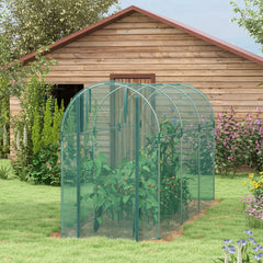 Fynco - 360 x 120cm Galvanised Steel Fruit Cage, Plant Protection Tent with Zipped Door, Green