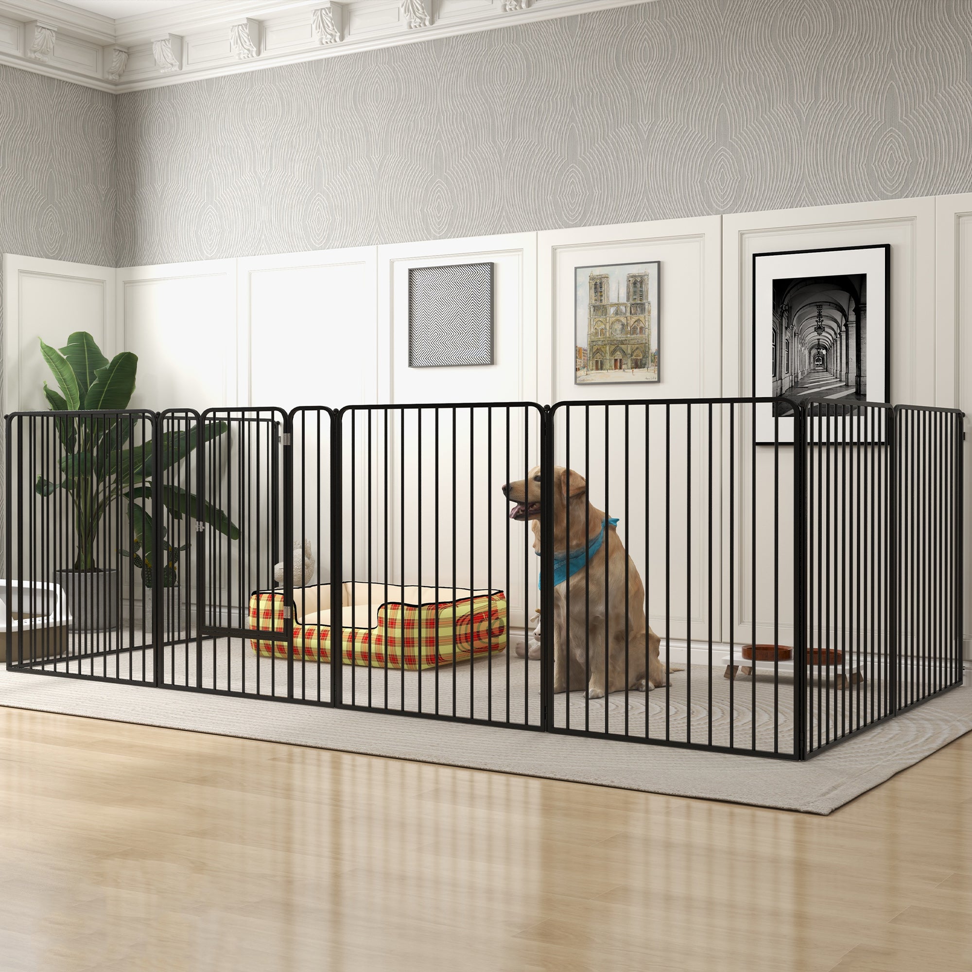 100cm 8 Panels Heavy Duty Dog Pen, Pet Playpen for Indoors, Outdoors, Small, Medium, Large Dogs