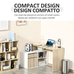 Fynco - L-Shaped Desk, Corner Computer Desk with Storage Drawer, Adjustable Shelf, Cabinet for Home Office and Study, 120 x 92 x 75cm, Oak and White