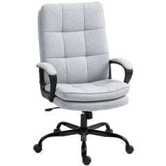 Fynco - Double Padded Linen-Look Office Chair - Light Grey