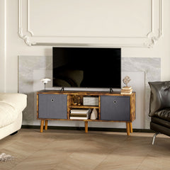TV Cabinet Stand Unit for TVs up to 50'' with Foldable Drawers, Entertainment Centre for Living Room Rustic Brown