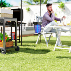 2-in-1 Electric Fly Zapper with UVA Light, Hanging Garden Lantern, Solar and USB-DC Rechargeable Insect Mosquito Bug Zapper, Fly Killer for Indoor and Outdoor Use, Black