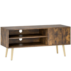 TV Stand up to 55 Inches, TV Unit with Open Shelves and Cable Holes - Brown