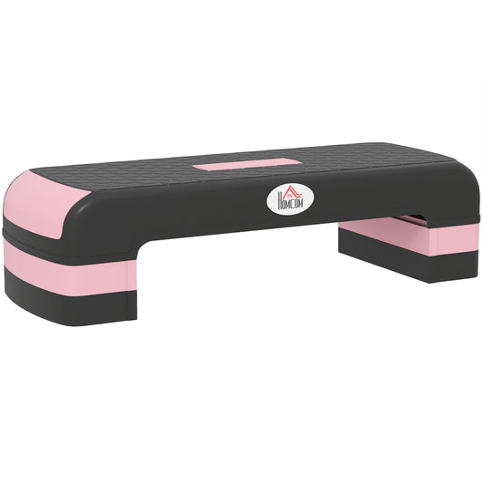 Fynco - Aerobic Step with 3-Level Adjustable Heights for Home, Office Exercise, Black and Pink