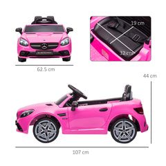 Benz SLC 300 Licensed 12V Kids Electric Ride On, with Music, Remote Control, LED Headlights, Horn, Pink