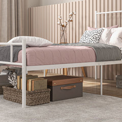 Single Bed Frame, Metal Bed Base with Headboard and Footboard, Metal Slat Support and 31cm Underbed Storage Space