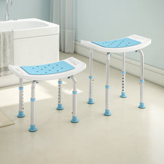 Fynco - Shower Chair, Adjustable Height Shower Stool with Aluminium Frame and Non-Slip Feet, Bathtub Stool Seat for Elderly Disabled Handicap, Turquoise