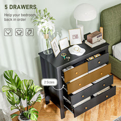 Elegant Chest of Five Drawers - Black