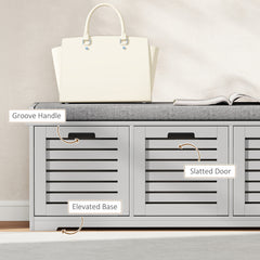 Fynco - 3-Drawer Shoe Storage Bench - Grey