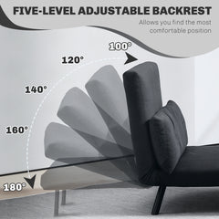 4-in-1 Velvet-Feel Double Sofa Bed, with Pillows - Black