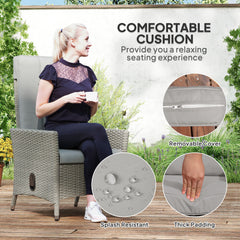 105°-150° Reclining Rattan Chair - Grey