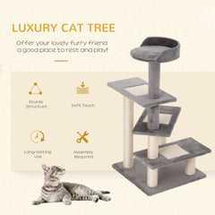 100 cm Cat Tree for Indoor Cats Kitten Scratch Scratching Post Climbing Tower Activity Centre Grey