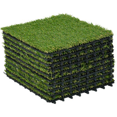 10 PCs 30 x 30cm Artificial Grass Turf, 25mm Pile Height Grass Carpet Fake Grass Mat UV Resistance for Outdoor