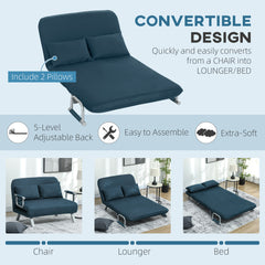 Two-Seater Click-Clack Sofa Bed - Navy Blue